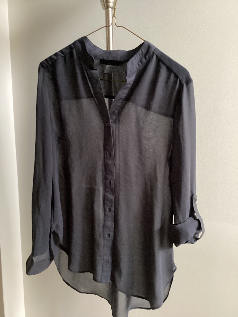Sheer grey button up blouse